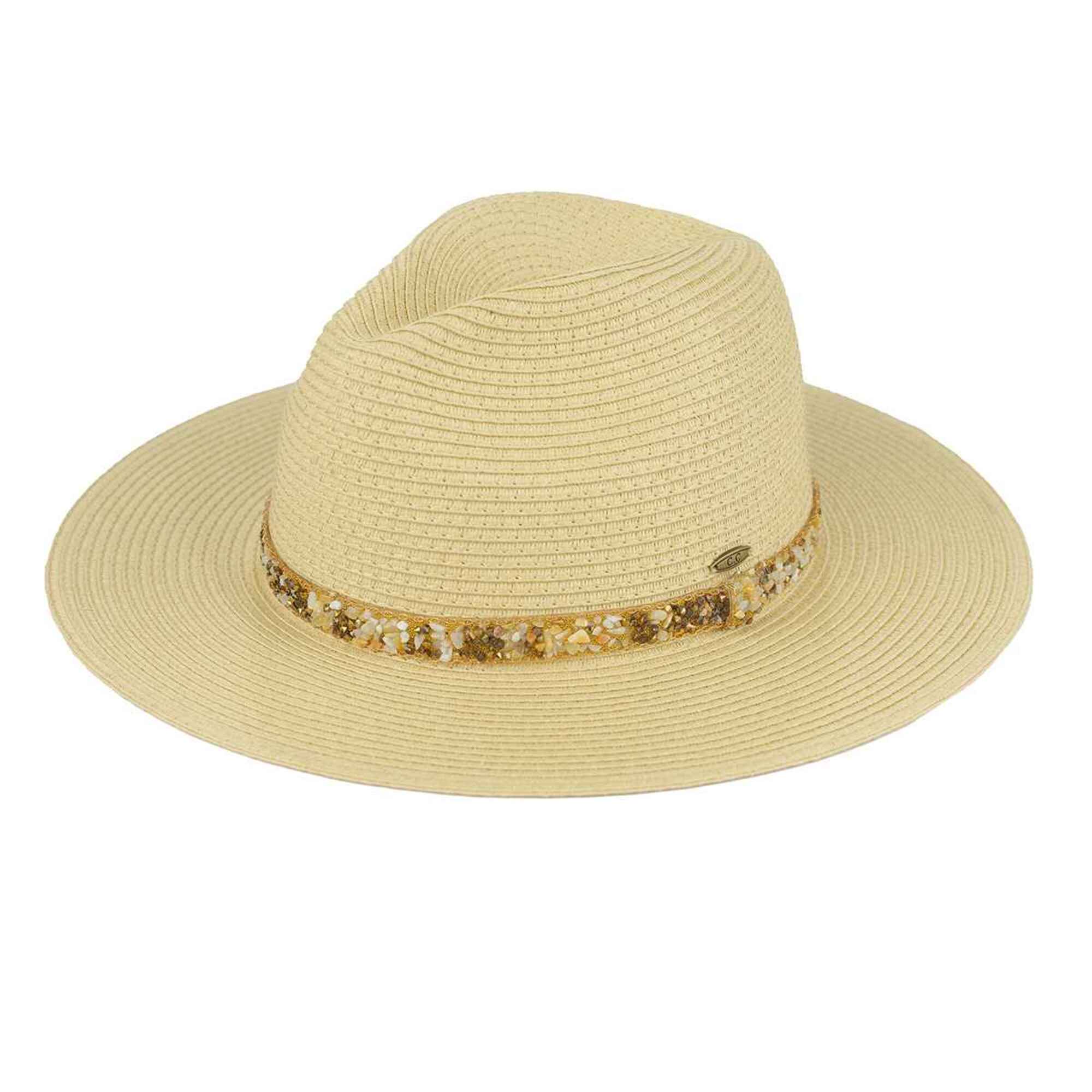 MiMi Wholesale - Wholesale Straw Hat - Women's - STI02 Gem Cluster Band Straw Panama Hat1