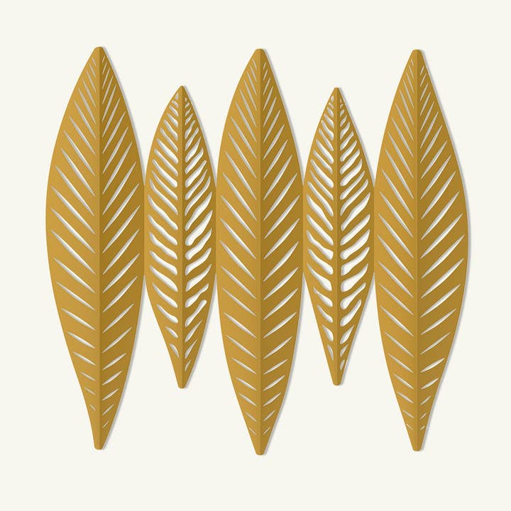 3D Gouden Bladeren Metalen Muurkunst voor wholesale door NOXART LLC