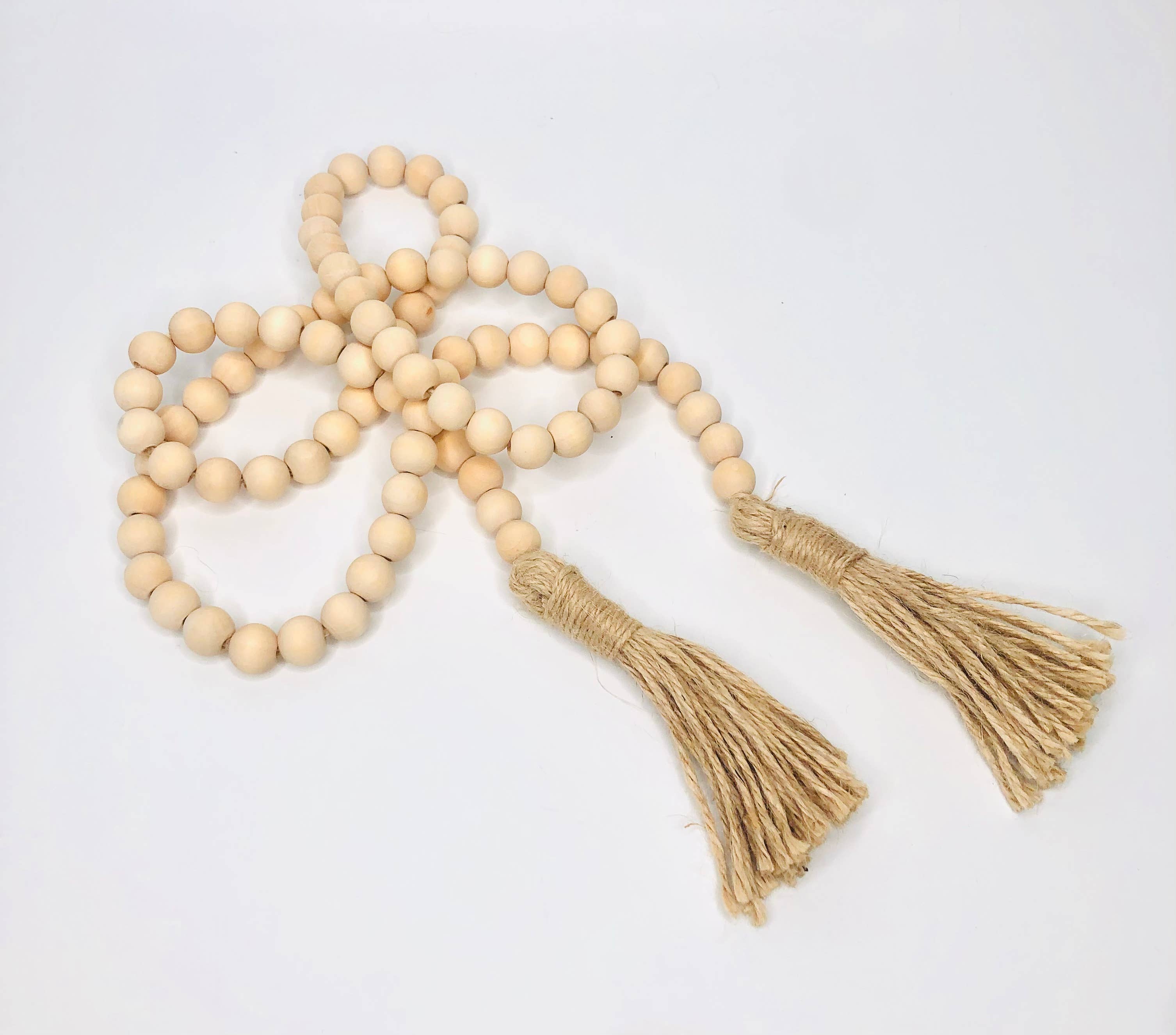 GreenWave - Wholesale Bunting/garland - natural wood bead garland with cotton tassels decor small3
