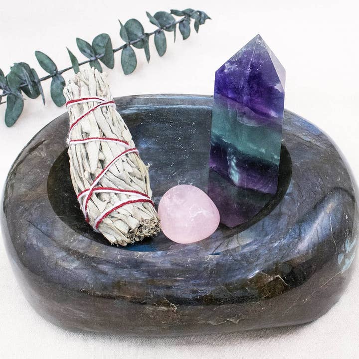 Genuine Labradorite Blue Flame Bowl - 1 of a Kind for wholesale by Tiny Rituals