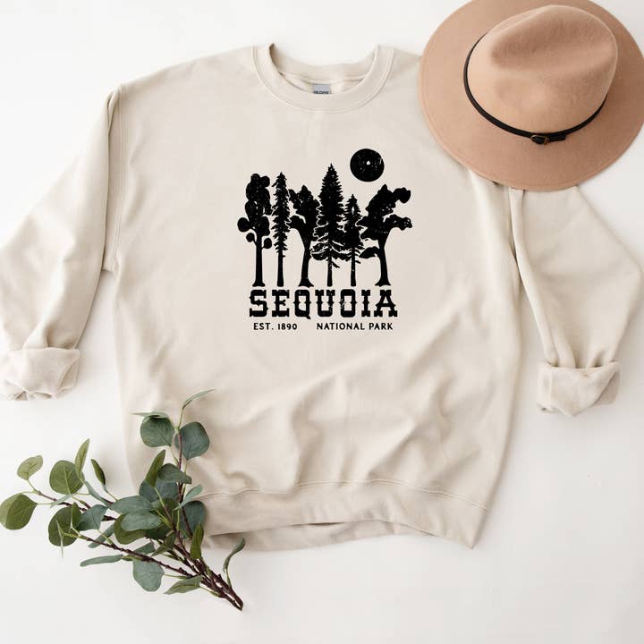 Olive And Ivory Wholesale - Wholesale Graphic Sweatshirt - Women's - Vintage Sequoia National Part | Sweatshirt4