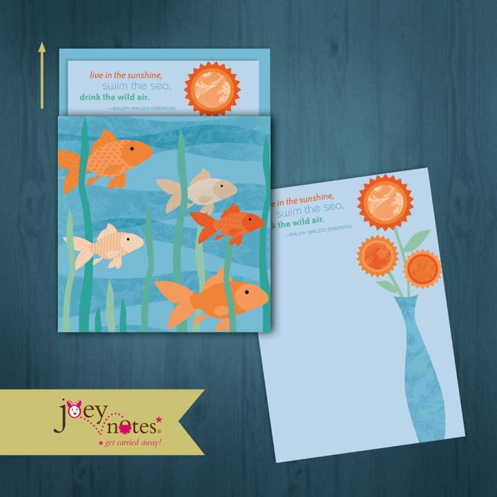 Fish & Sunflowers - Agua y sol - 6 tarjetas por $2.50 cada una para venta al por mayor de joey notes
