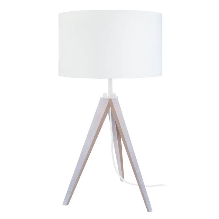 IDUN - Ivory White Wood Tripod sengelampe for engroshandel hos Tosel Shop
