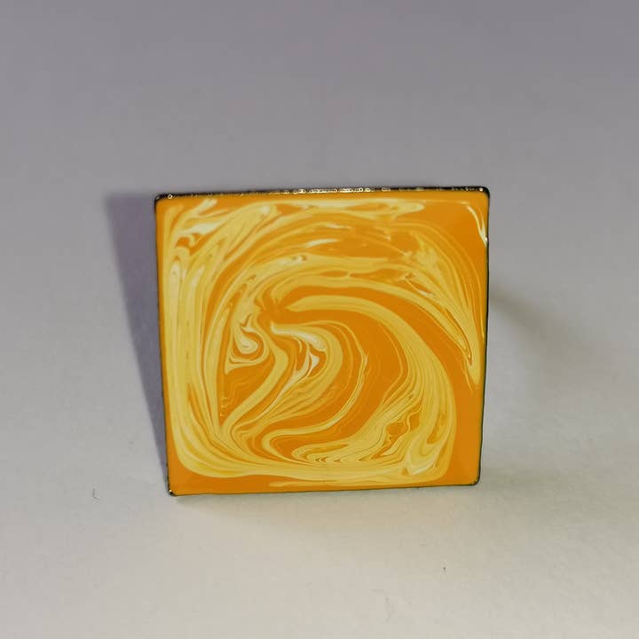 Blue Moon Bijoux – wholesale Cocktail/Statement Ring – Gul vit fyrkantig ring