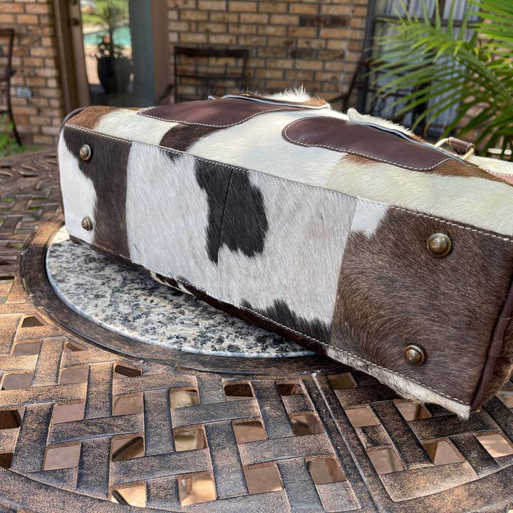 Boho Ranch Shop - Wholesale Weekender Bag - Women's - Weekender Duffle Leather Hair On Cowhide Duffel Travel Bag5