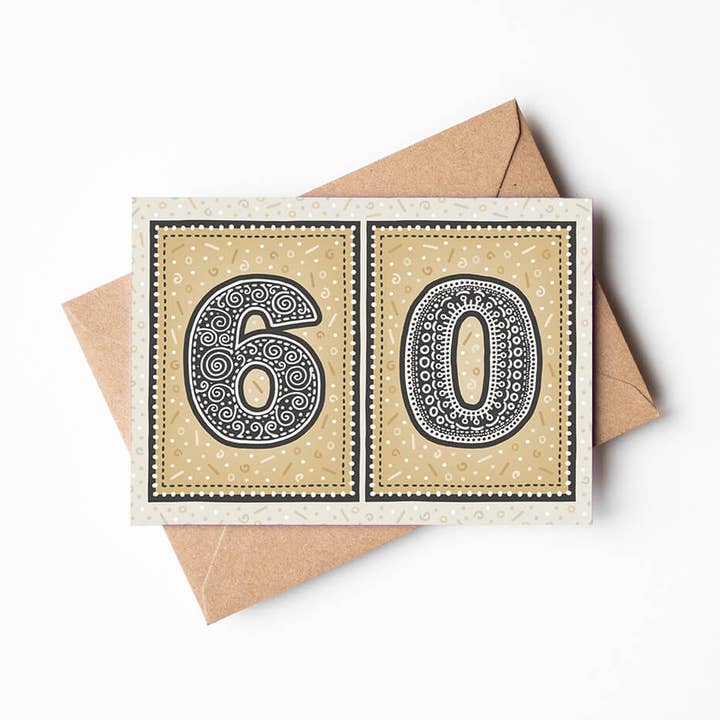 Unique Gold 60th Birthday Card for wholesale by Jess A Little Creative