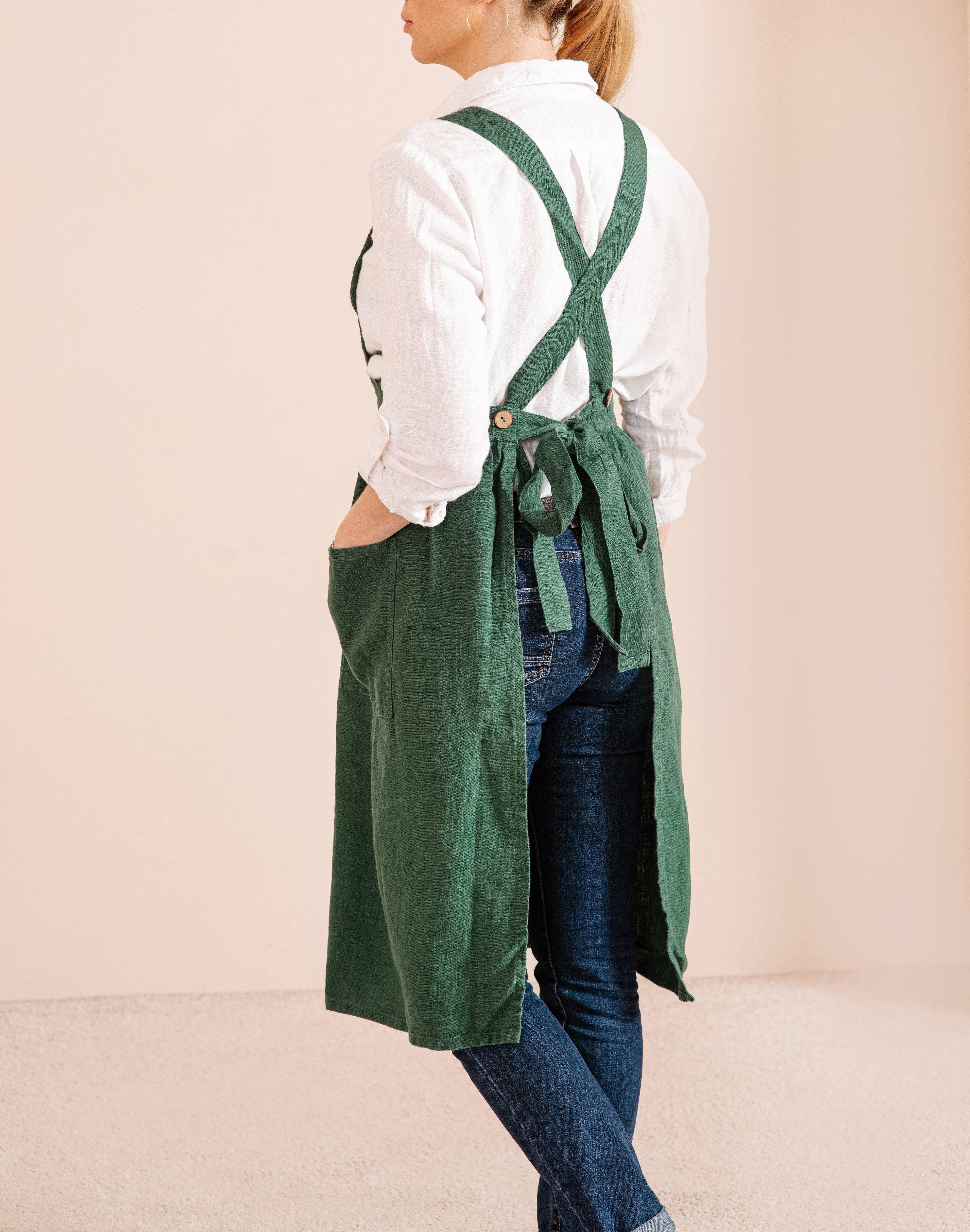 LinenQ - Wholesale Apron - Linen pinafore apron dress in various colors3