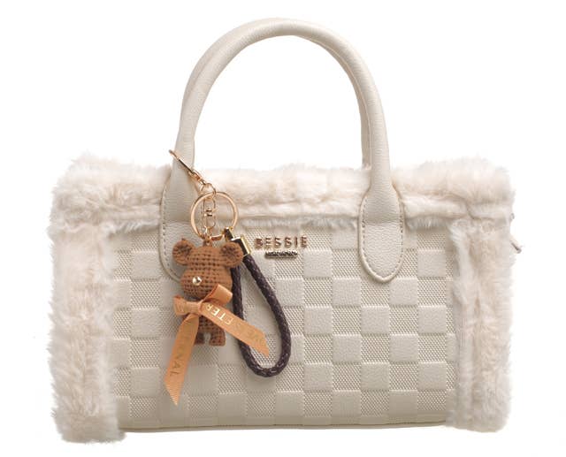Bessie London - Wholesale Top Handle Bag - Women's - TEDDY FURRY BARREL BAG10