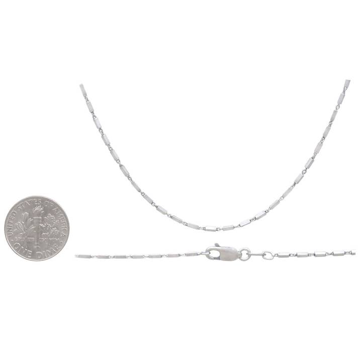 Nina Designs - Wholesale Link & Chain Necklace - Sterling Silver Rectangle Station Chain