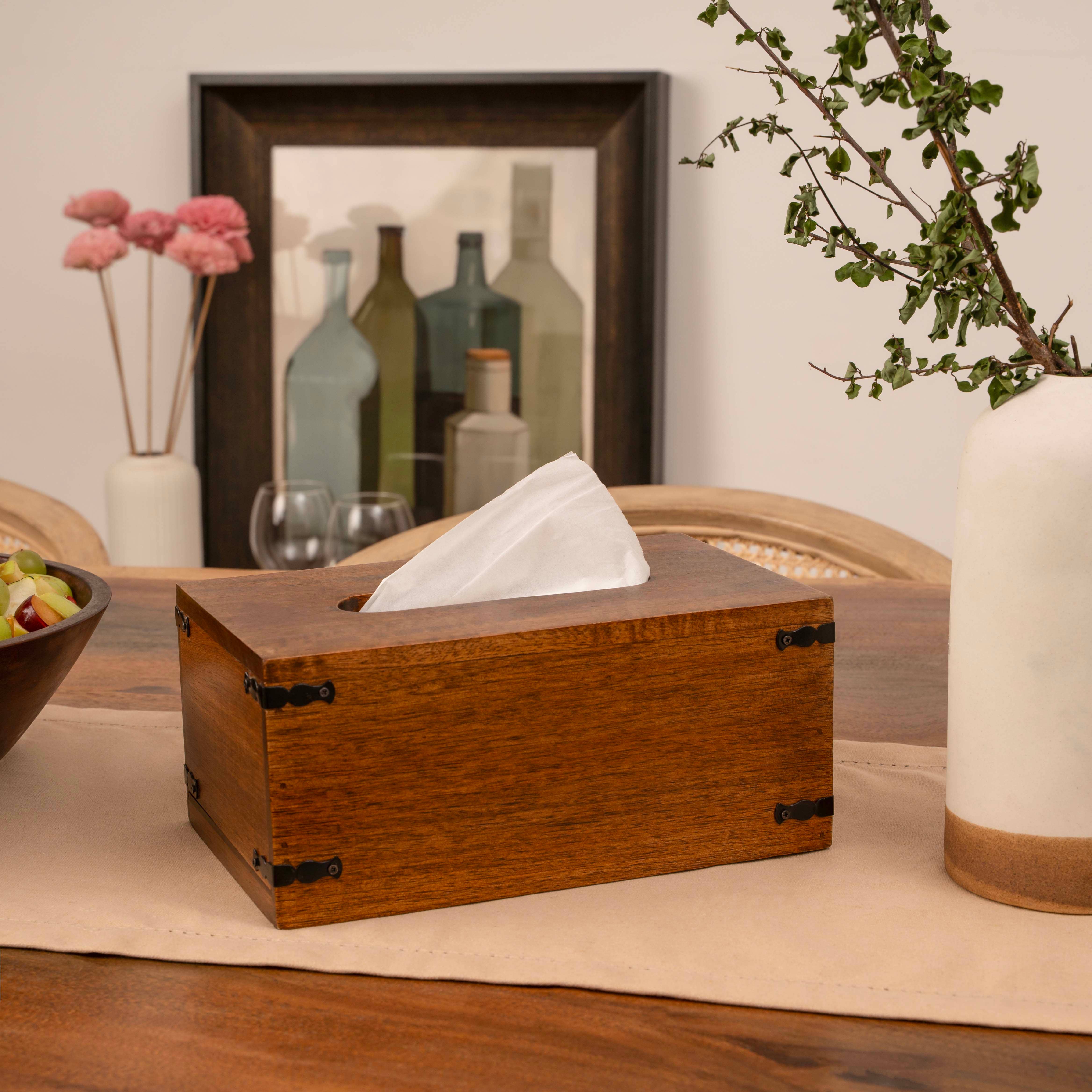 LuxeDesigns Co LLC - Wholesale Tissue Box - Rustic Natural Mango Wood Tissue Dispenser - Rectangle6