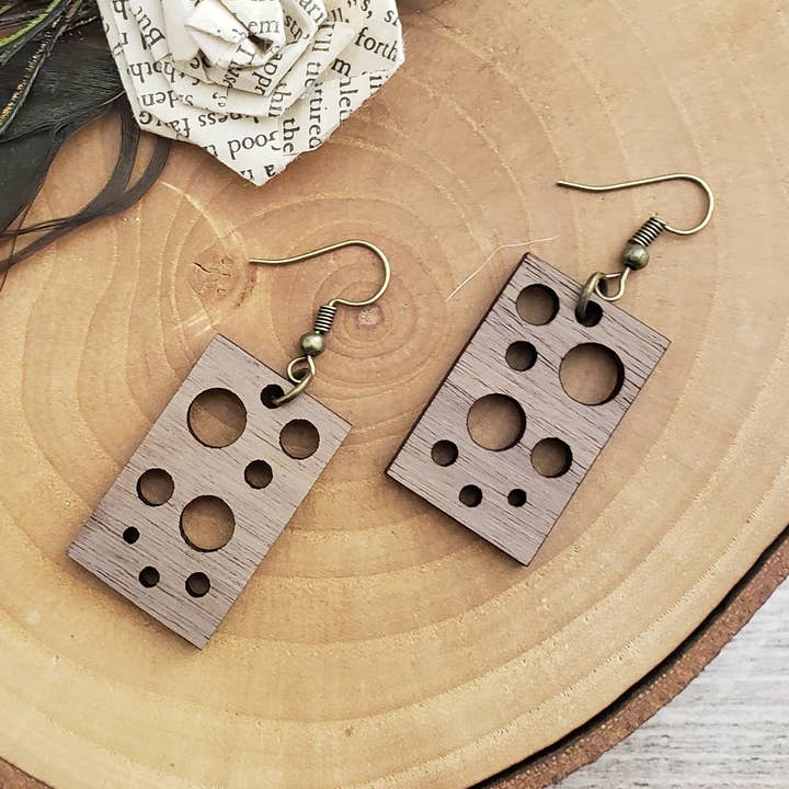 Walnut polka dot earrings for wholesale by Gone Rogue Boutique