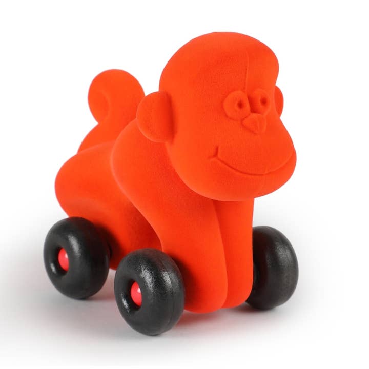 6" Animals on Wheels for wholesale by Rubbabu
