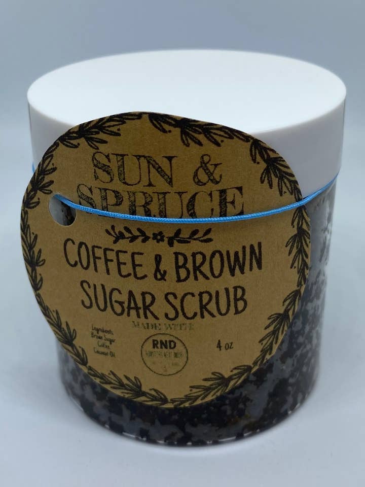Coffee & Brown Sugar Scrub Handmade for wholesale by Sun & Spruce Soaps