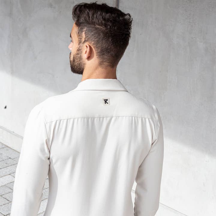 Bond - Beige cuban collar shirt for wholesale by RISK studio