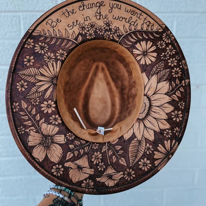 River Valley Co. - Vente Chapeau en feutre - femme - Chapeau Fedora à large bord personnalisé gravé à la main