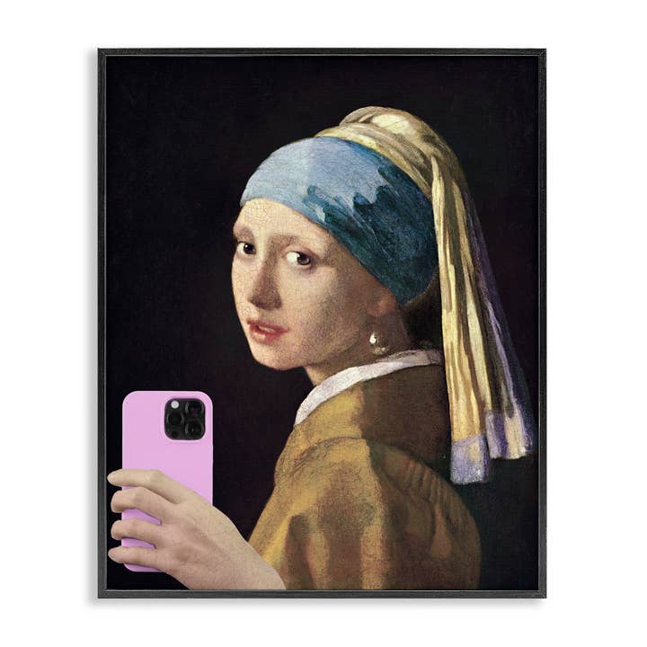 Girl With Pink Phone Funny - Framed Wall Art for wholesale by Stupell Industries