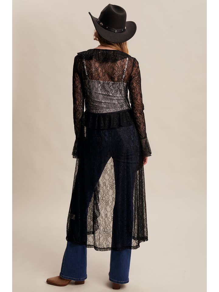 Listicle – wholesale Kimono - Dam – Ren Dammspets Med Spetsvolanger LJ025922