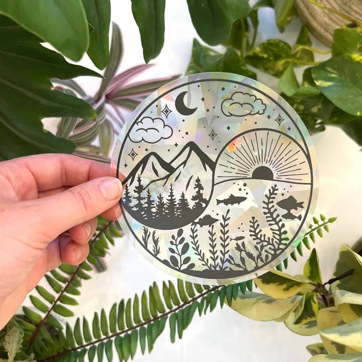 Art by Sharell - Vente Attrape-soleil - Autocollant de fenêtre attrape-soleil nature, Décalcomanie de fenêtre jour et nuit6