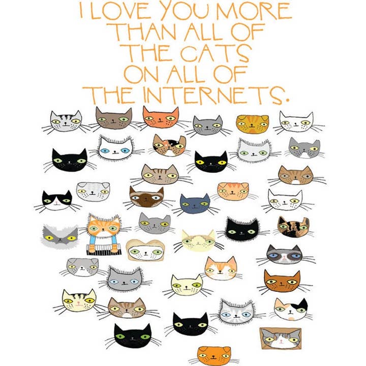 Hou meer van je dan katten op internet gevouwen kaart voor wholesale door bishopart