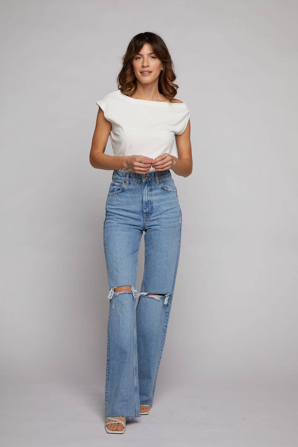 Drop Shoulder Top - Off White for wholesale on Faire2