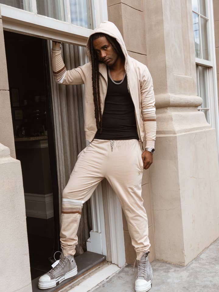 Dune Vintage Arm Stripe Zip Up Hoodie for wholesale by Magic Collective