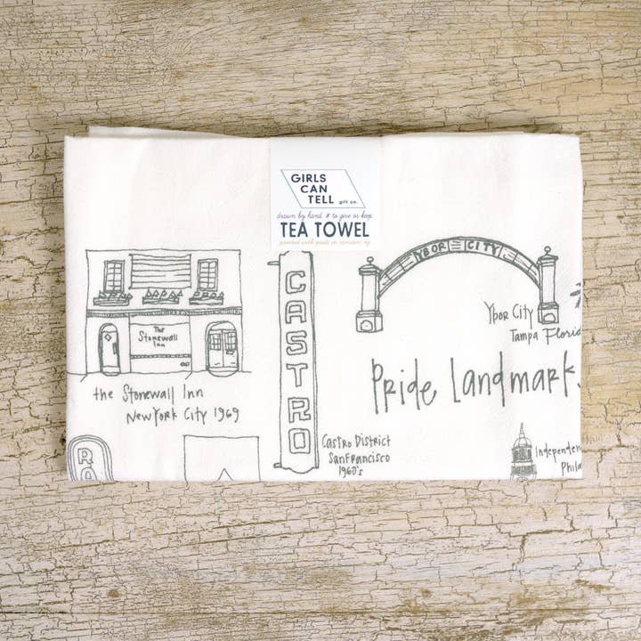 Pride Landmarks Tea Towel | kitchen | flour sack | dish for wholesale by Girls Can Tell