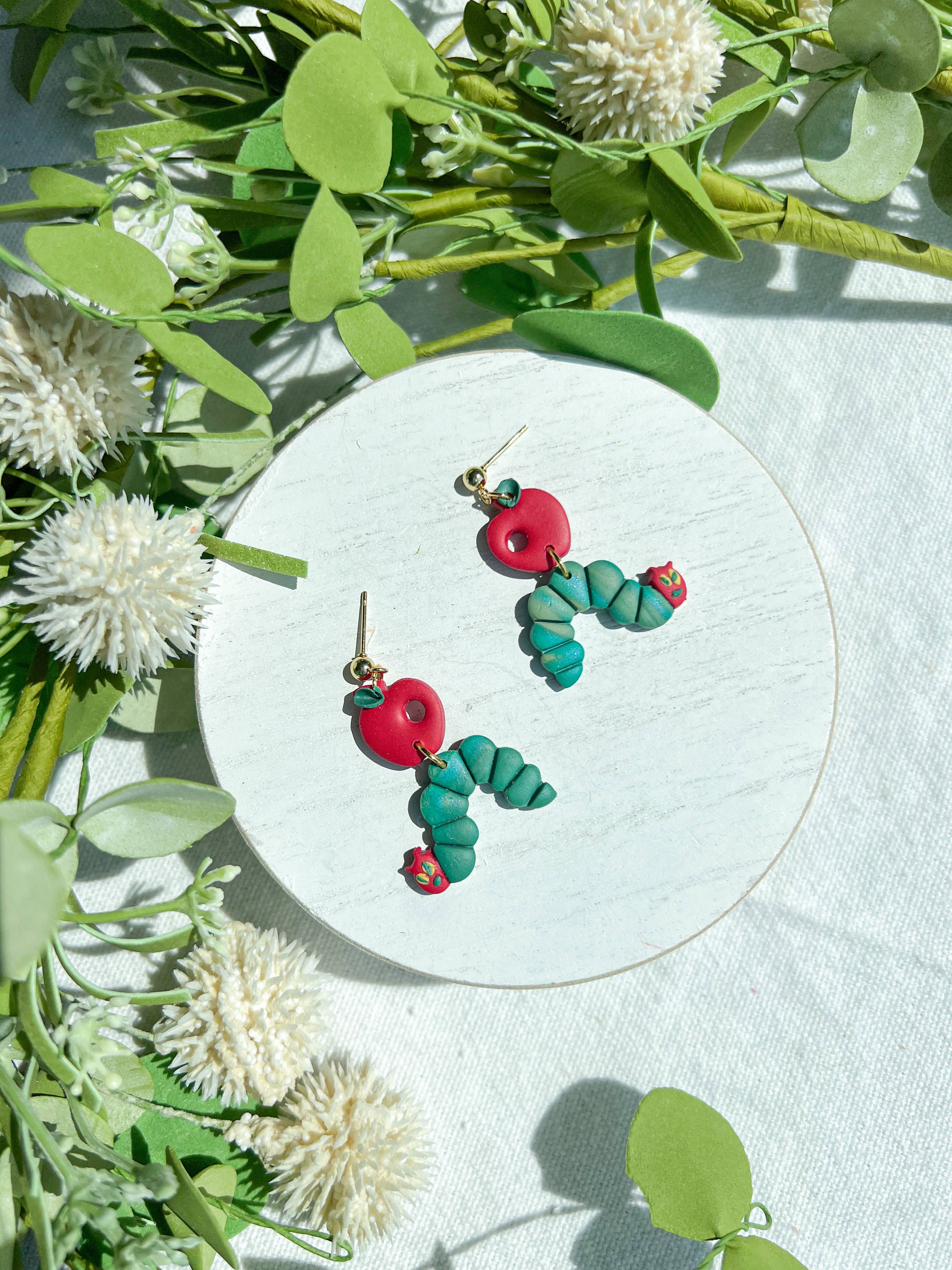 Morning Dew Designs – wholesale Dangle earrings – Hungry Caterpillar Polymer Clay Earrings | Teacher |Bookworm0