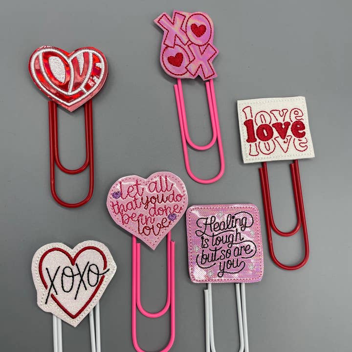 Marcapáginas de clips grandes - Conjunto de San Valentín #2 para venta al por mayor de I Love Books and Bows