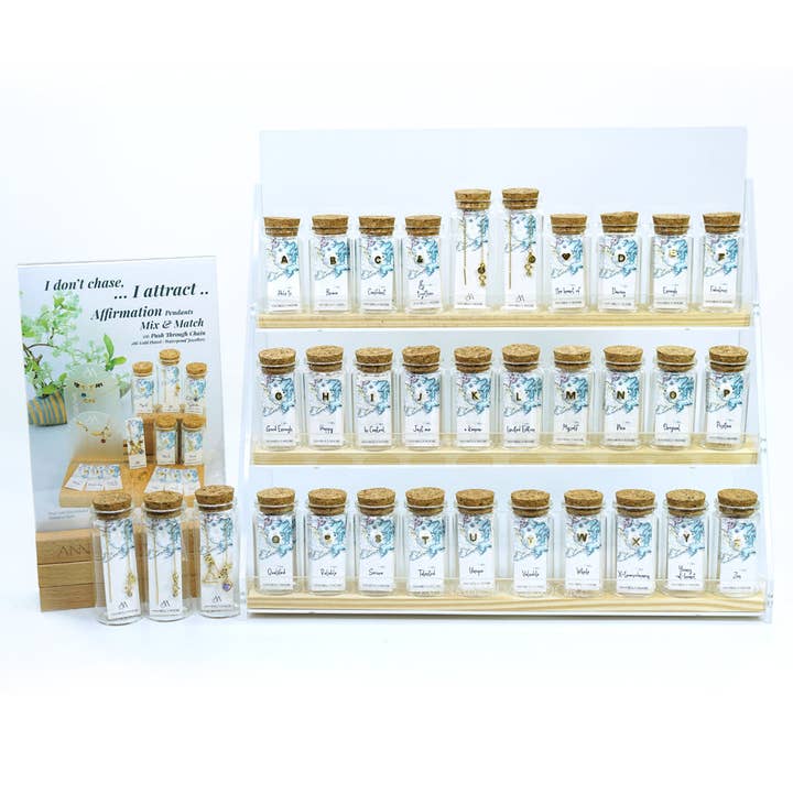 MHP01 : Affirmation Set of 28 Alphabet Pendants - 18K Gold Plated Stainless Steel for wholesale by Annabella Moore