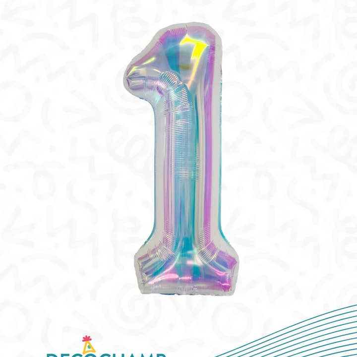 THE BALLOON HUB - Wholesale Balloon - DecoChamp Iridescent Air-fill Number Balloons (0 to 9) - 34 in.1