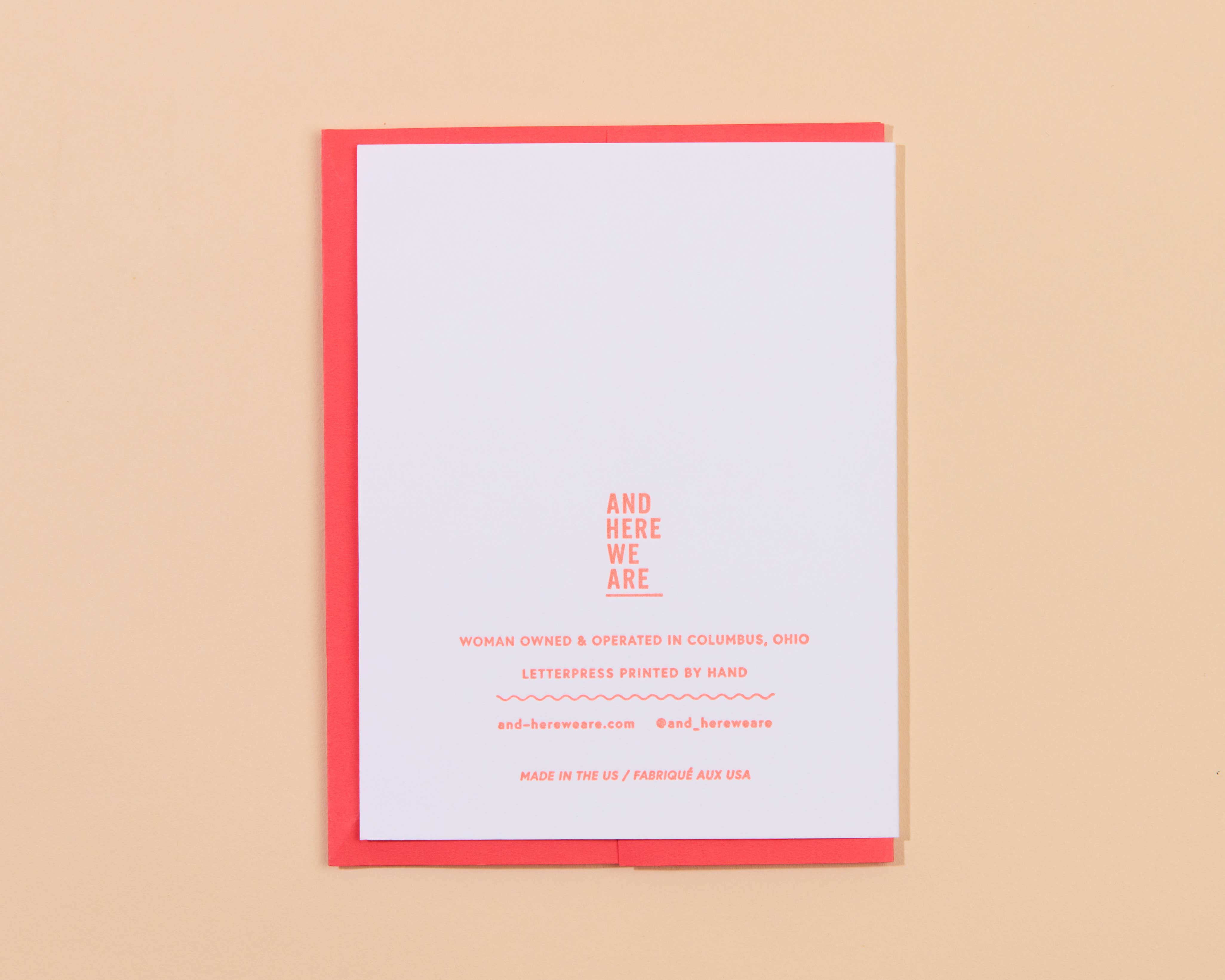 And Here We Are - Wholesale Valentine's Day Card - Butter Together Love Letterpress Card - Foodie Valentine- Made in USA2