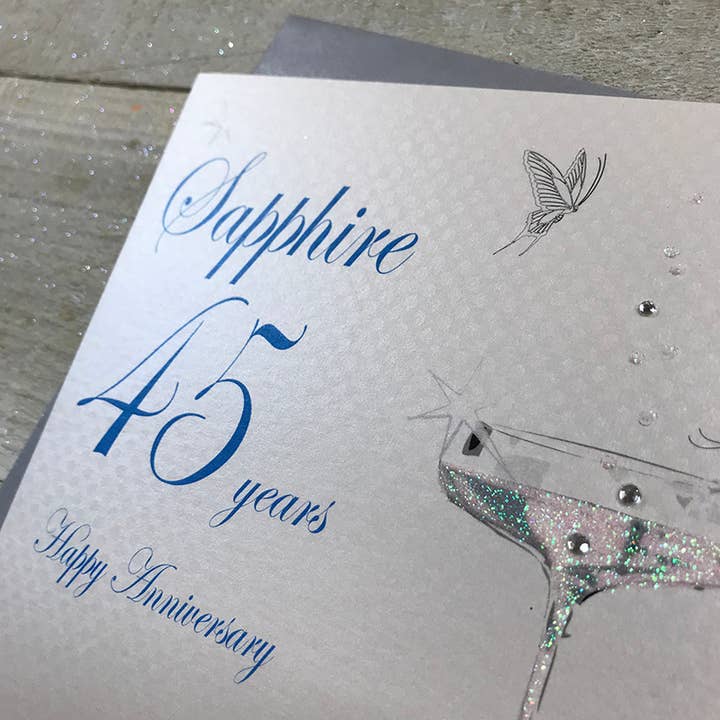 White Cotton Cards - Wholesale Anniversary Card - 45- Sapphire Anniversary Flutes (BD145)2