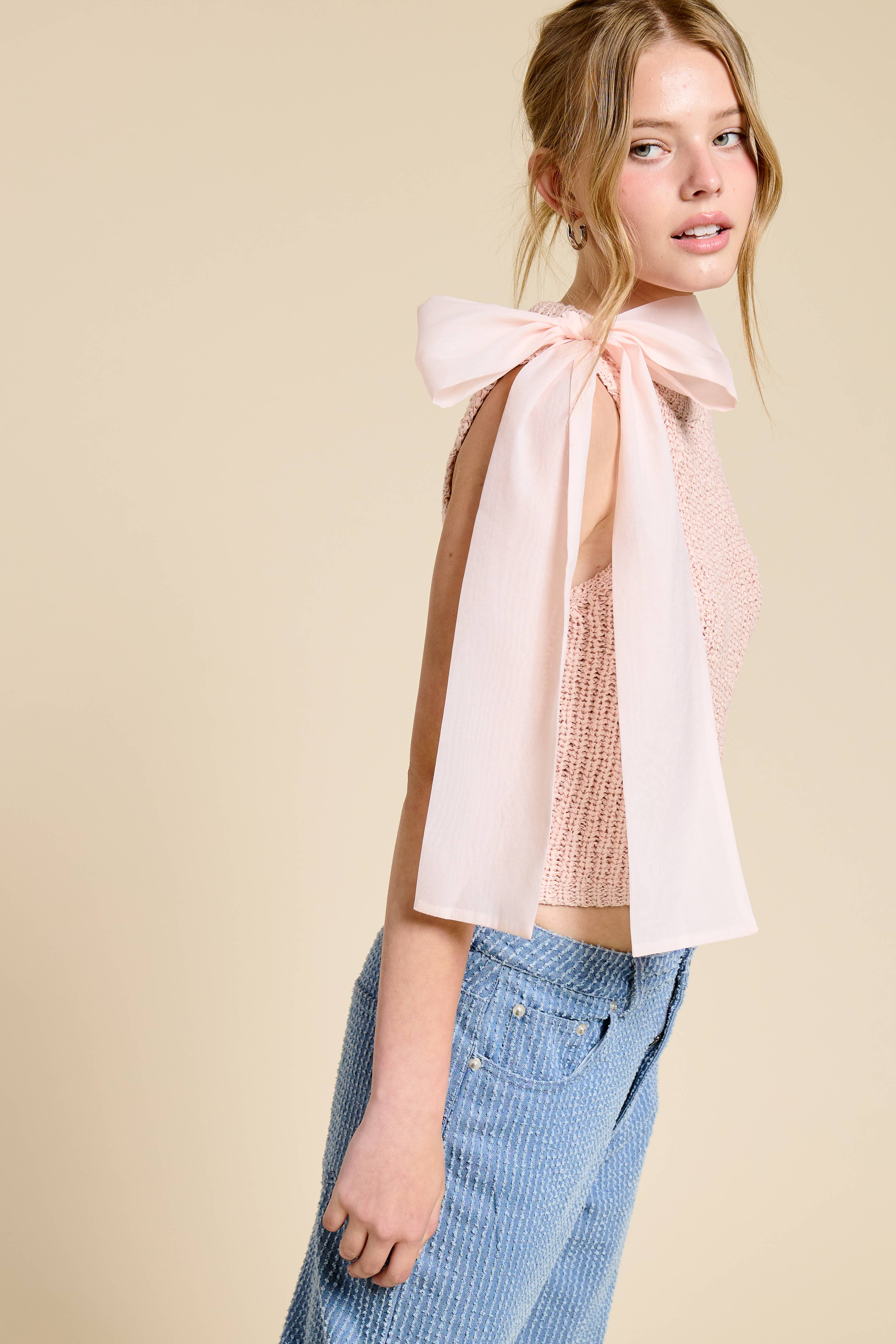 Mimosa - Wholesale Knit Top - Women's - Sleeveless Knit Tank with Oversized Bow Detail15