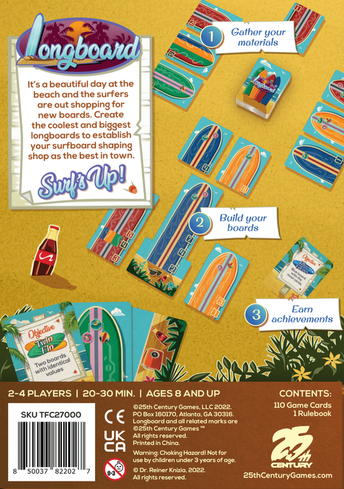 25th Century Games - Wholesale Board Game - Longboard Surfboard-Shaping Board Game1