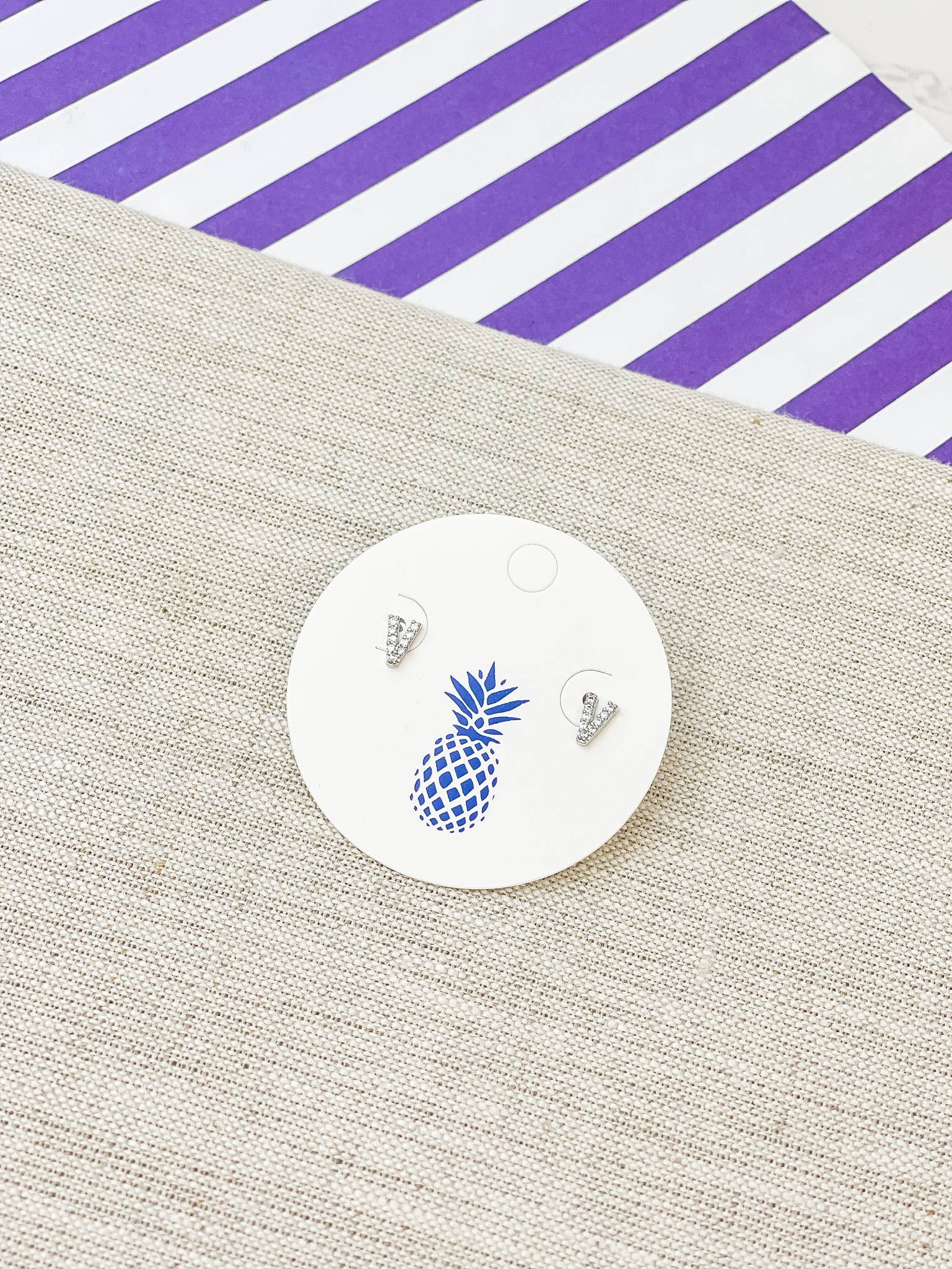 Prep Obsessed Wholesale - Wholesale Stud/Post Earrings - Cubic Zirconia Initial Stud Earrings- White Gold19