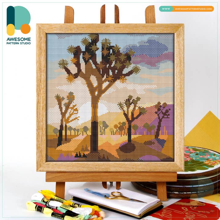 Awesome Pattern Studio – wholesale Material för broderi/korsstygn – CS463 Joshua Tree National Park, Räknat korsstygnssats