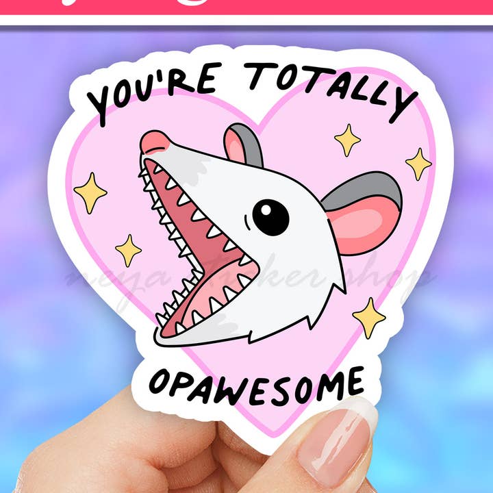 Totally Opawesome funny cute valentine's day pun sticker for wholesale by Neya Sticker Shop