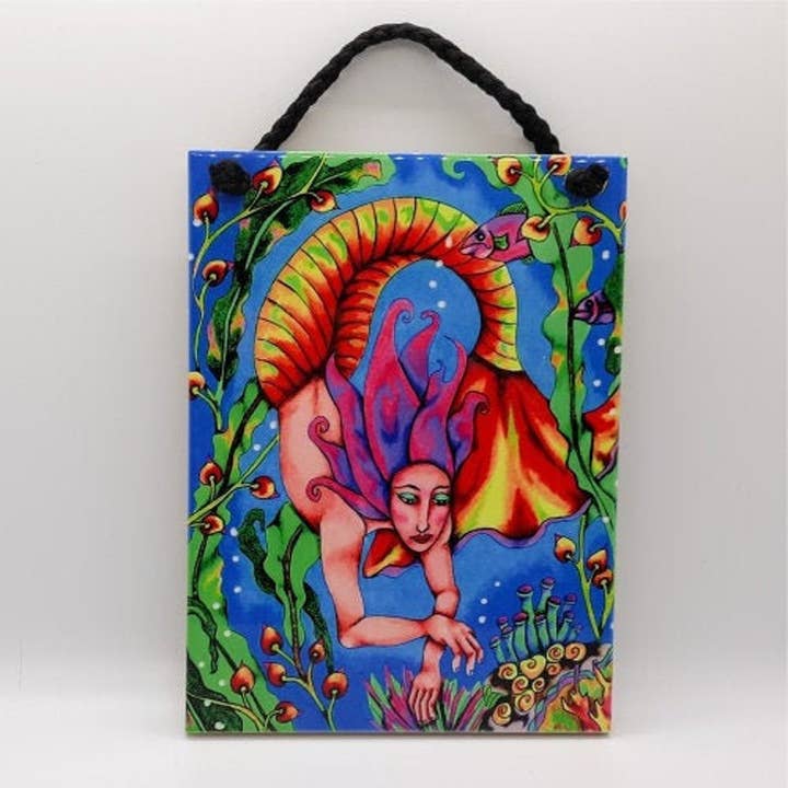 Mermaid Garden Ceramic Art Tile for wholesale by Florida Vibes Art / Mungo Key Designs