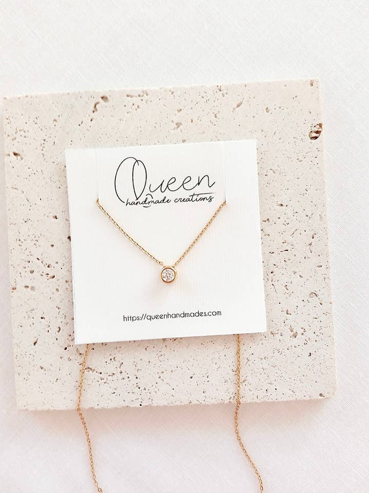 Gold zirconia necklace for wholesale by QUEENHANDMADES