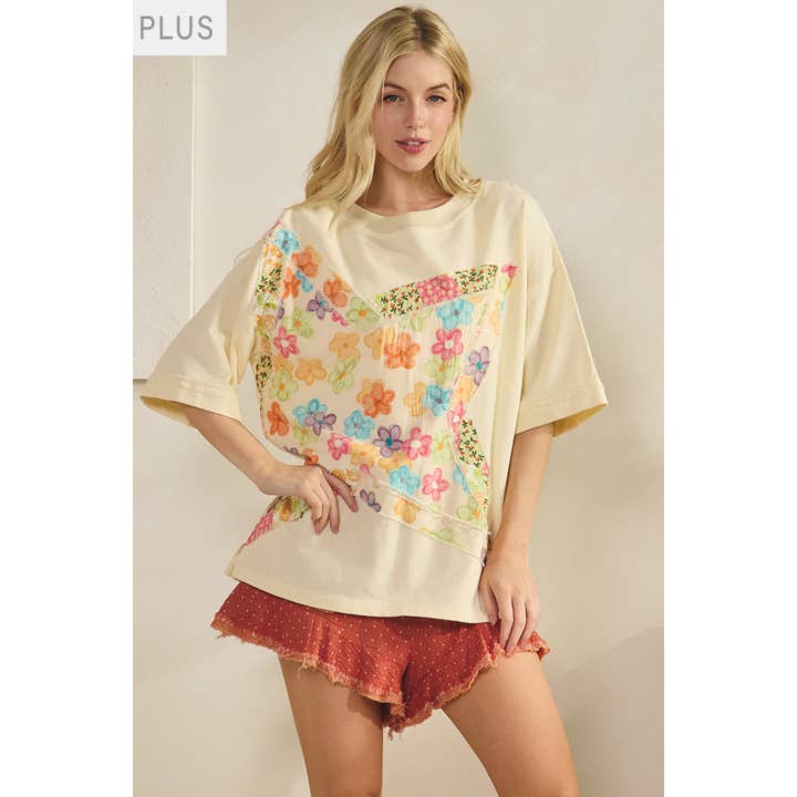 SWEET MEADOW PATCHWORK TEE (ST8372X) for wholesale by Sage + Fig