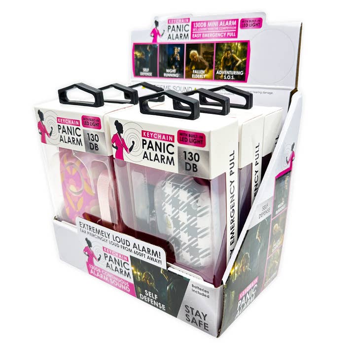 Novelty Brands - Wholesale Keychain - Unisex - Roughneck Panic Alarm & Light Keychain Assortment- 6/Display