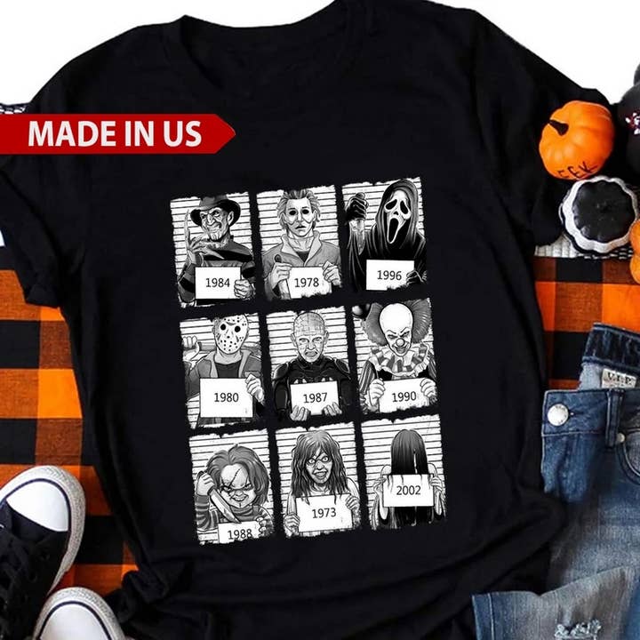 Horror Movies Characters Mugshot Shirt, Halloween Characters for wholesale by Alaridesign