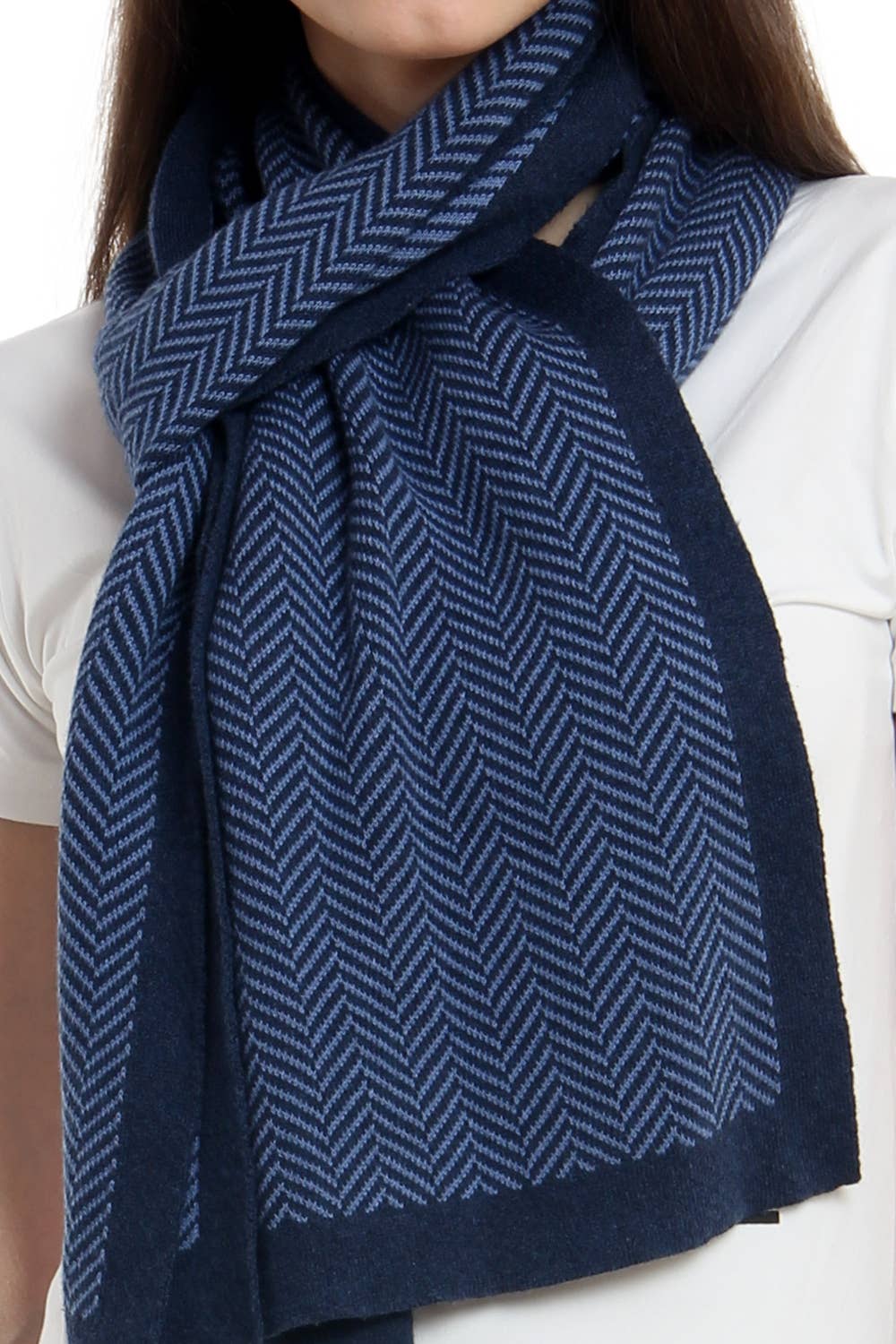 Darzzi - Vente Écharpe – femme - Écharpe en coton tricoté à chevrons2