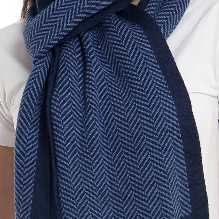 Darzzi - Vente Écharpe – femme - Écharpe en coton tricoté à chevrons2