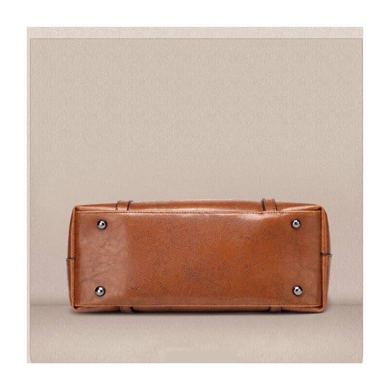 Brown Fashion One-Shoulder Crossbody Oil Leather Handbag for wholesale on Faire3