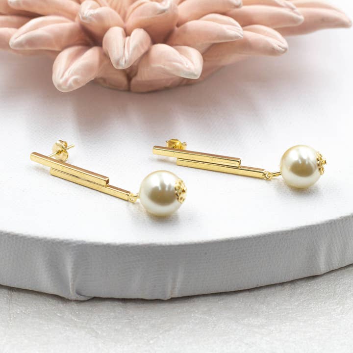 Pearl Hanging Stud Earrings for wholesale by Cherie by Cherie