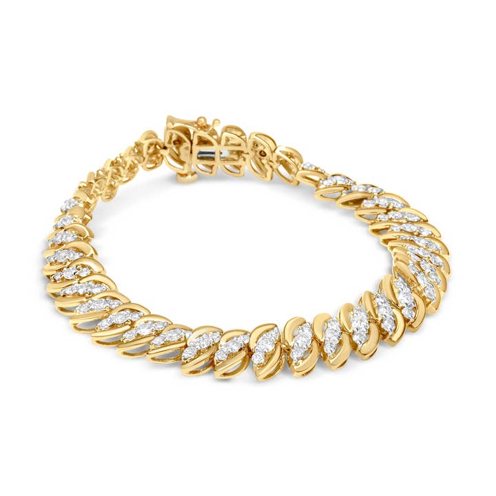 Bracciale cubano S-Link a doppia fila con diamanti da 5.0 ct in oro 10 carati per la vendita all'ingrosso da parte di Infinite Jewels