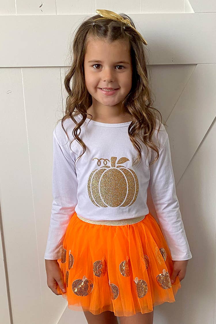 Sparkle Sisters by Couture Clips – wholesale Screen-printed t-shirt – Kids – Gold Pumpkin T shirt4