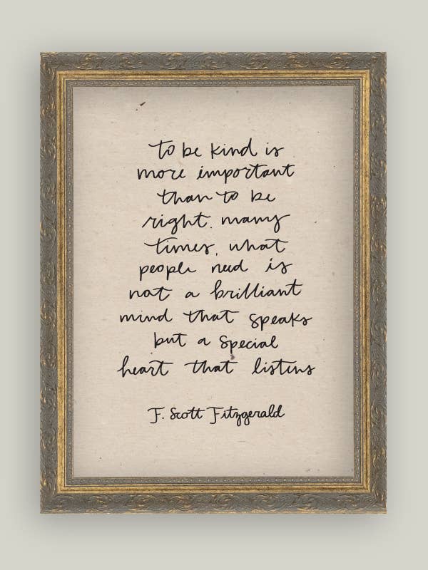 To Be Kind Framed Antique Print for wholesale by Petal Lane Home