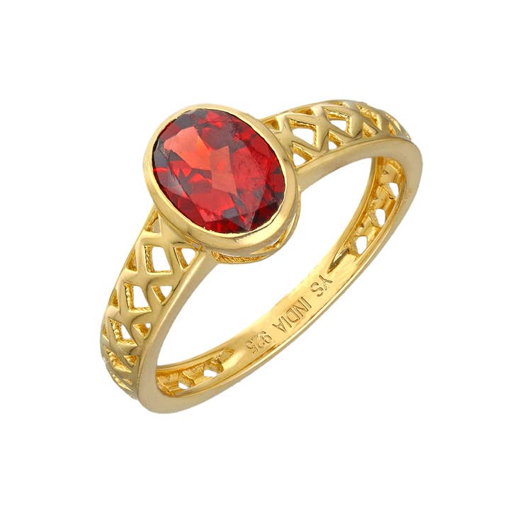 Gold Plated Over Silver Garnet Filigree Ring IR41912 for wholesale by Tiramisu